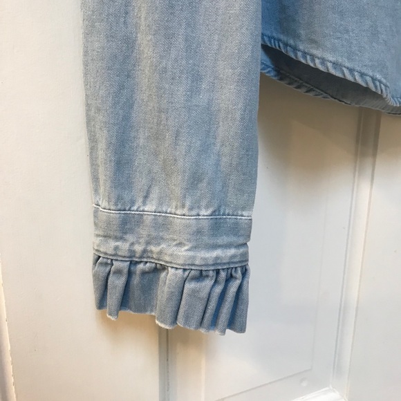 Denim ruffle button up - Picture 2 of 3